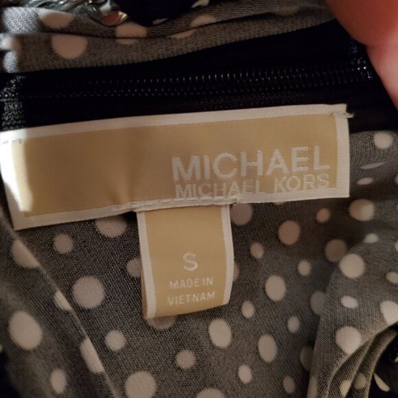 Michael Kors Stretch No Wrinkle Black White Polka Dot Cold Shoulder Zipper Small - Picture 5 of 11